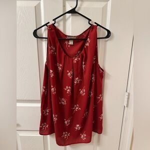 Loft Red Floral Shell Tank XL